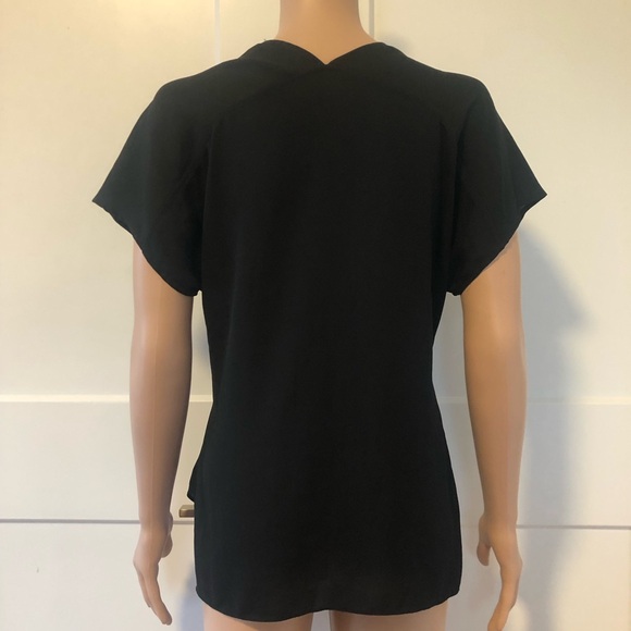 Necessary Objects Black V Neck Short Sleeves Keyhole Blouse XS X-Small - Picture 3 of 3